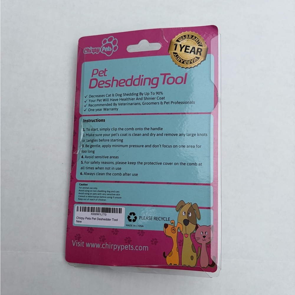 Pet Deshedding Tool - Pink & Teal Packaging